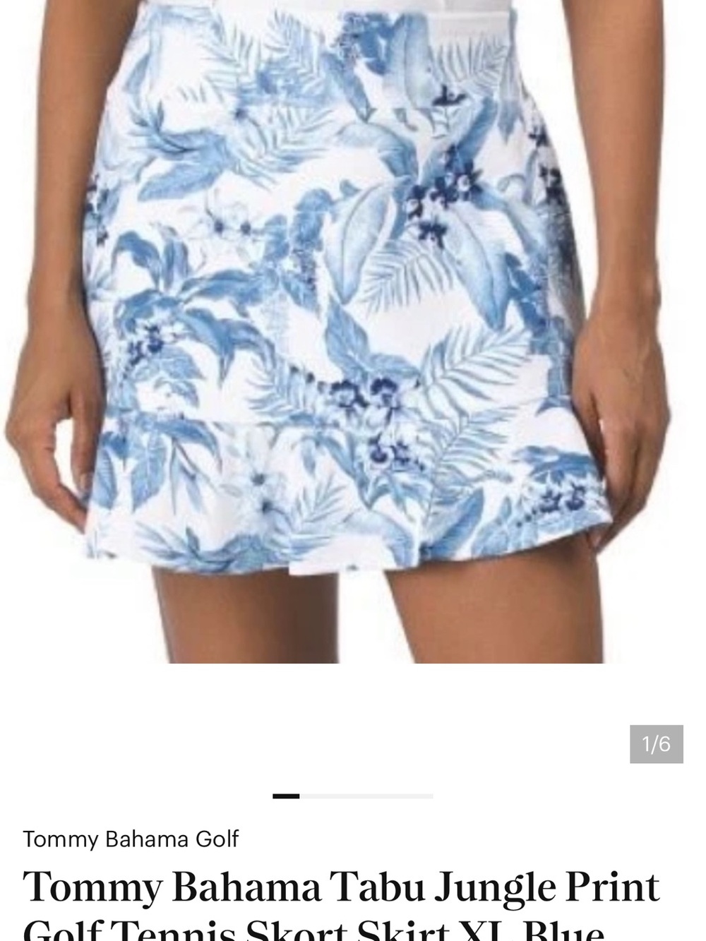 Tommy Bahama Tabu Jungle Print Golf Tennis Skort Skirt XL Blue White Tropical